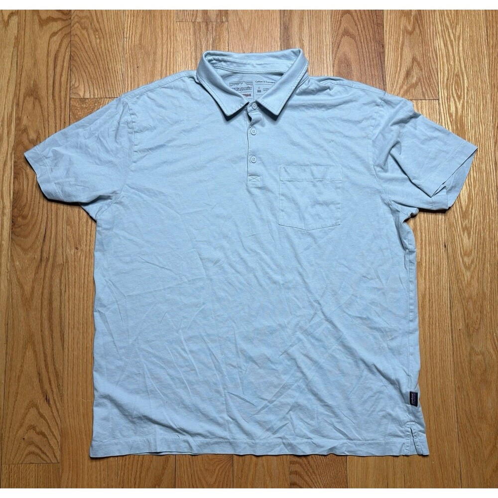 Patagonia Polo Shirt Mens XL Blue Cotton Regular Fit Pocket Knit Casual Outdoors